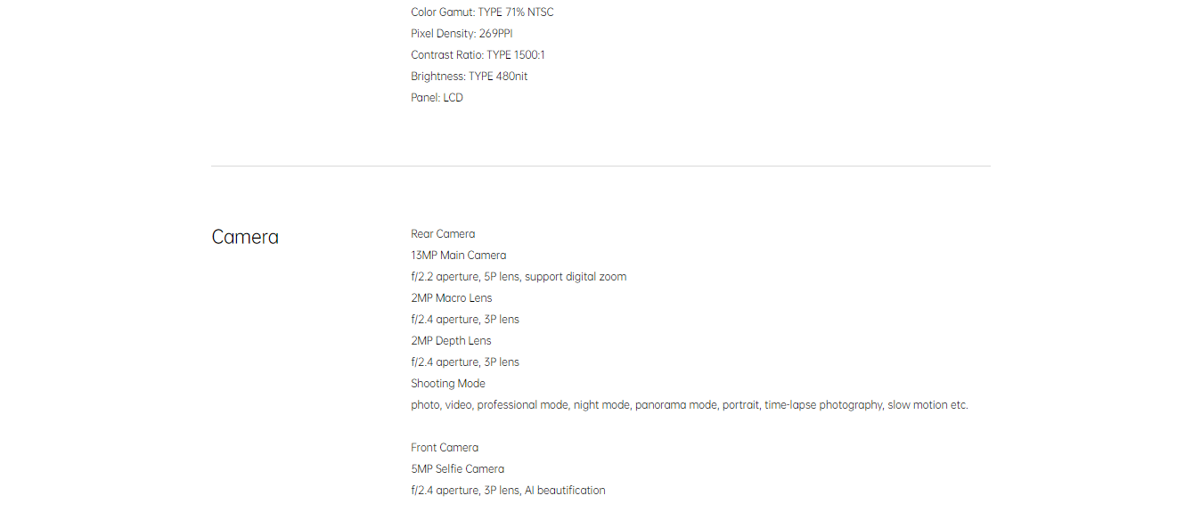 Specifications of the OPPO A15 (2GB/32GB)
